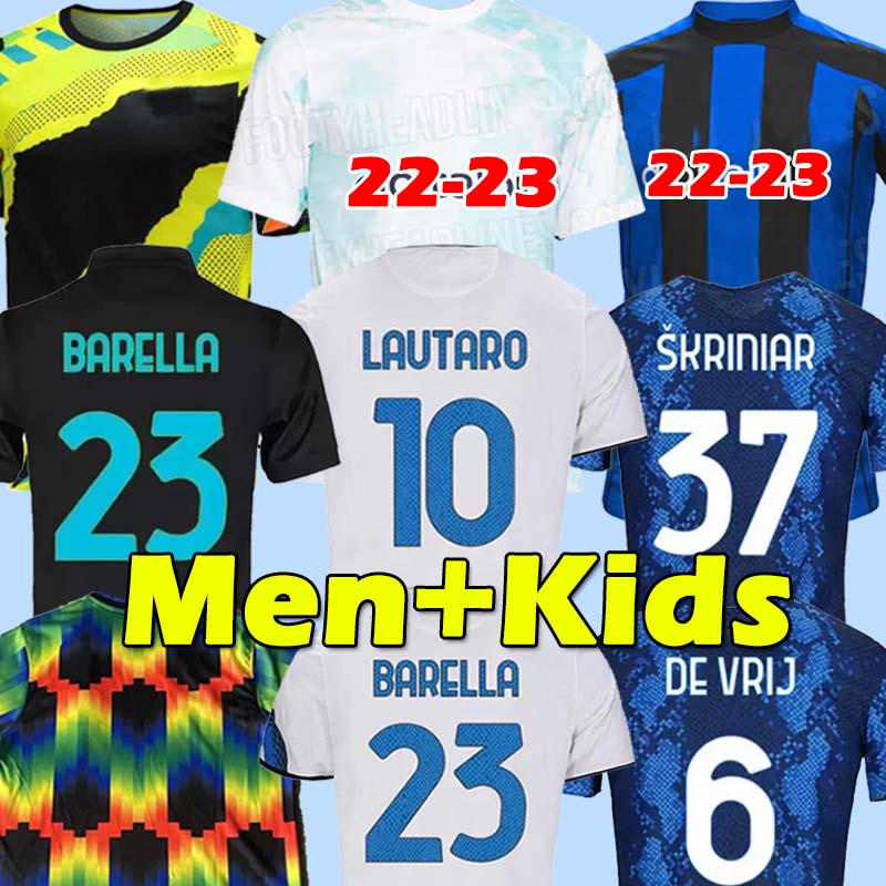 

22 23 BARELLA VIDAL soccer jerseys LAUTARO INTERS CALHANOGLU milan ALEXIS DZEKO CORREA AWAY THIRD training 2021 2022 men kids kit football shirt uniforms, 21 22 3rd kit