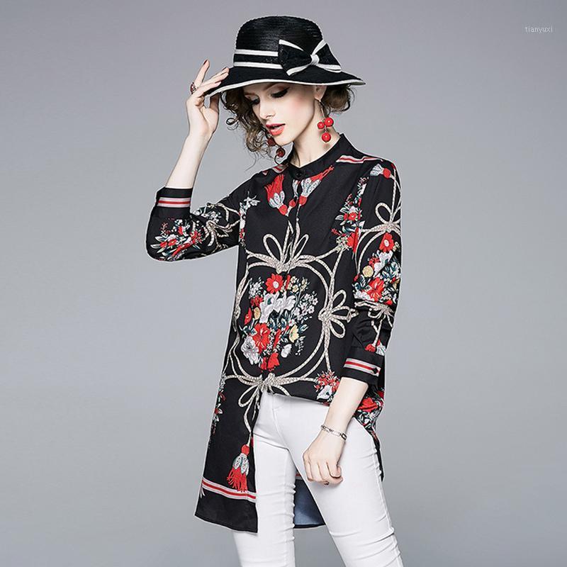 

Women's Blouses & Shirts Summer 2022 Shirt Floral Blouse Long Sleeve For Women Vintage Womens Tops And 0005# KJ5720, Black