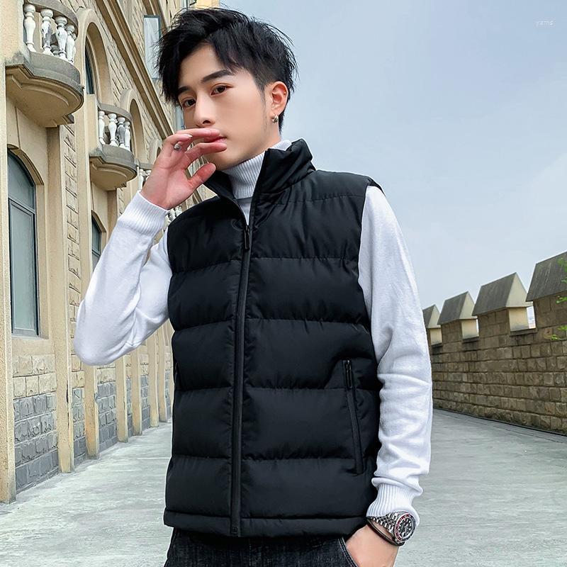 

Men's Vest 2022 Winter Sleeveless Waistband Thickened All-around Warm Waistcoat Korean Trend Student Coat Vests