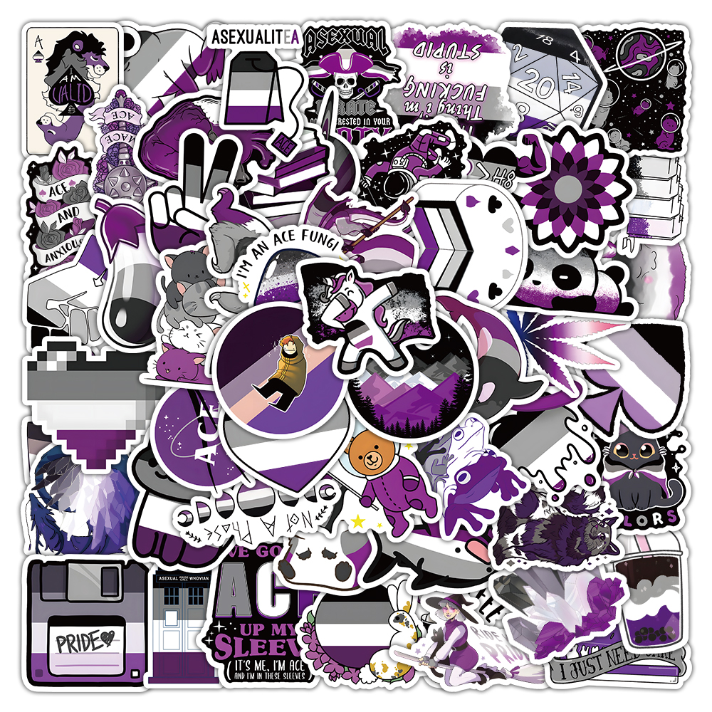 

62Pcs Asexual Pride Stickers Graffiti Kids Toy Skateboard car Motorcycle Bicycle Sticker Decals Wholesale, Multi colors