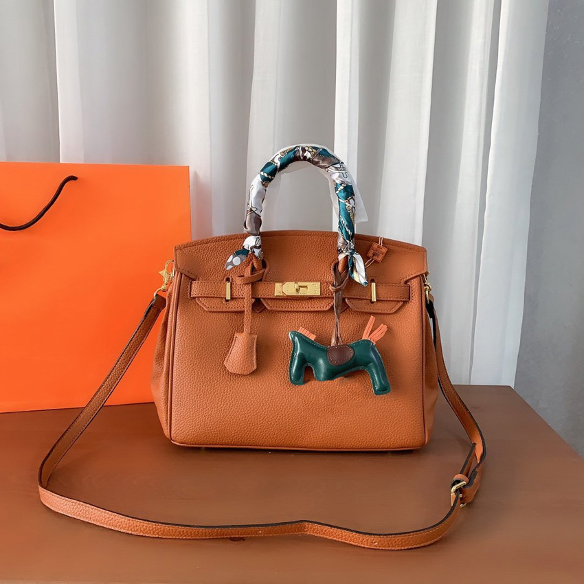 

Designer Tote Bags Classic Brown Grain Leather Large Capacity Crossbody Bags with Silk Scarf Pony Charm Full High Quality Shoulder Bag2, #7