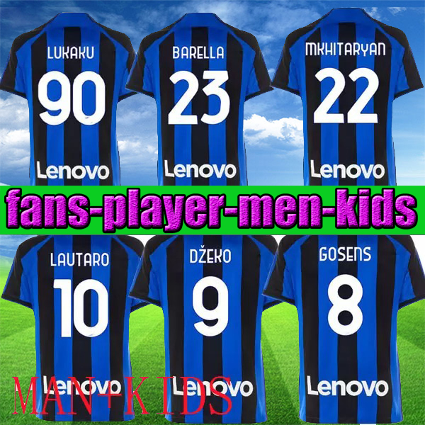 

22 23 BARELLA GOSENS INTERS soccer jersey Calhanoglu miLANs LAUTARO LUKAKU 90 DZEKO 2023 football shirts Coppa Italia FINAL Training 2022 player version kids, Third sea