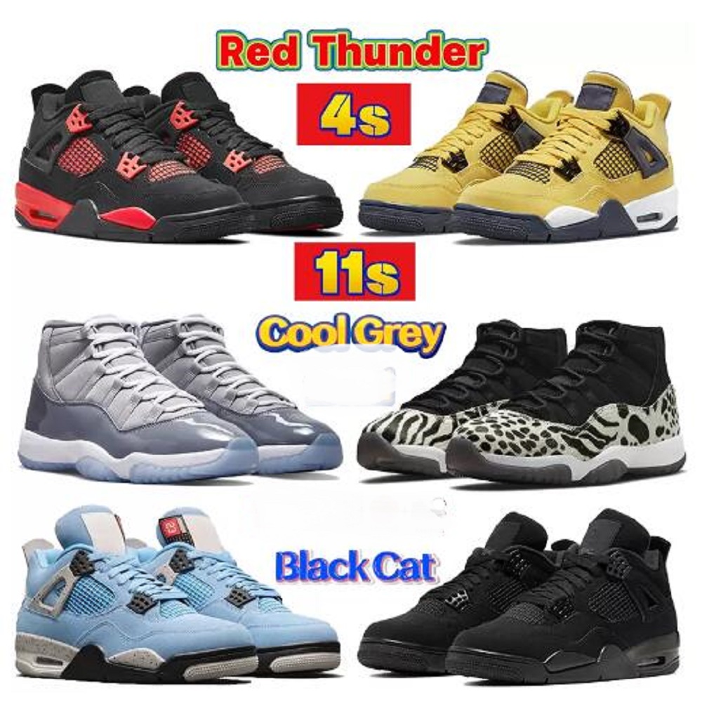 

Jumpman 4 11 High basketball shoes shoe Red thunder Bred White Oreo University Blue 4s black cat bred 11s Cool grey Cap and gown Animal Instinct Mens Womens Sneakers, Color 7