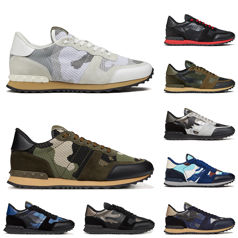 

Luxury Rockrunner Camo Casual Shoes 2023 Women Mens Designer Sneakers camouflage mesh fabric Rubber stud Platform Vintage leather Loafers, C5 39-45