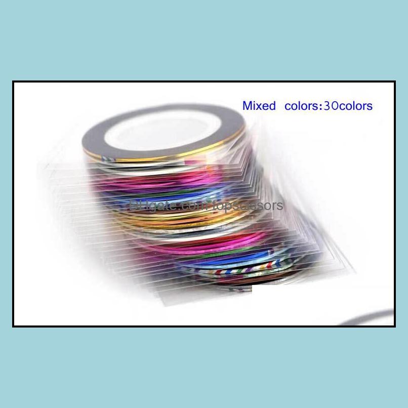 

Stickers Decals Nail Art Salon Health Beauty Wholesale 30Pcs 30 Mticolor Mixed Colors Rolls Stri Tape Line Decoration Sticker Diy Tips Dro, Randomly sended colors