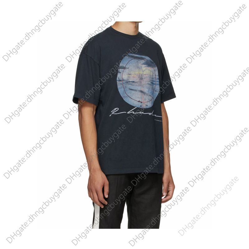 

Shirt Designer t Correct Version Summer Fashion Brand Rhude Sunset Printed High Street Men' and Women' Short Sleeved T-shirt t Shirt, Black