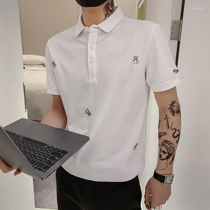 

Men's Polos Embroidery T Shirts For Men Summer Design Business Short Sleeve Top Quality Mens Clothing Casual Tops Para HombreMen's Men'sMen', Black