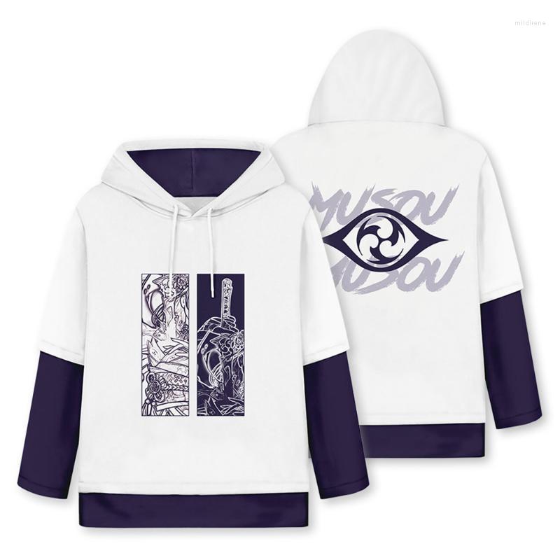 

Men' Hoodies & Sweatshirts Genshin Impact Baal Hoodie Cosplay Hooded Pullover Sweatshirt Streetwear Jacket Coat Fake Two Pieces HoodieMen, As pic
