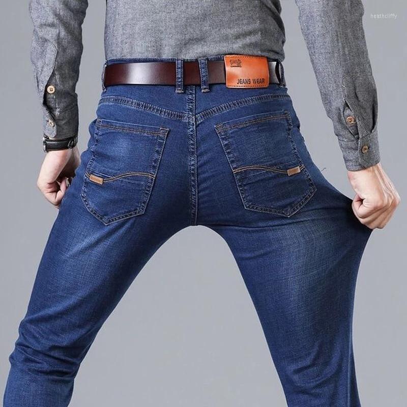 

Men's Jeans Summer Lightweight Men's Casual Stretch Slim Tooling Work Classic Trousers Solid Denim Pants Men Size -40Men's Heat22, 8010 blue