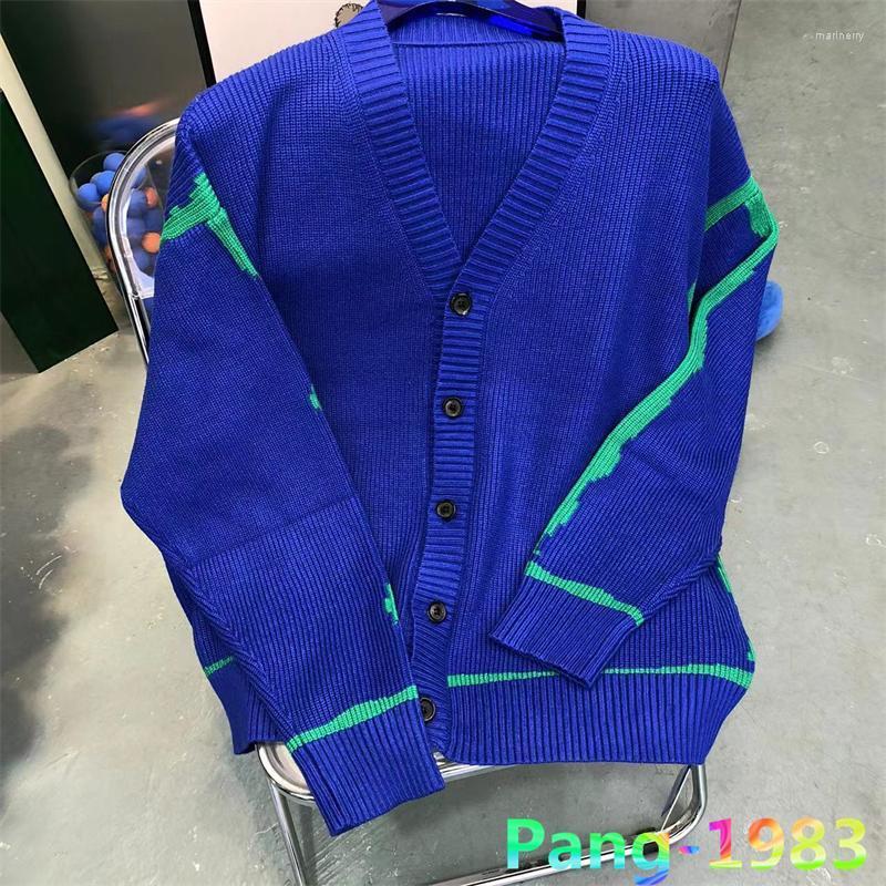 

Men's Sweaters Ader Error Men Women High Quality Embroidery Cardigans Fashion Loose Knitted Adererror Blue V NeckMen's Mari22