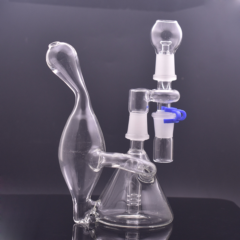

New Combination Glass Beaker Bong Smoking Water Pipes 6Inchs Tall Recycler Dab Rigs Water Bongs with 14mm Reclaim Catcher Adapter 1set