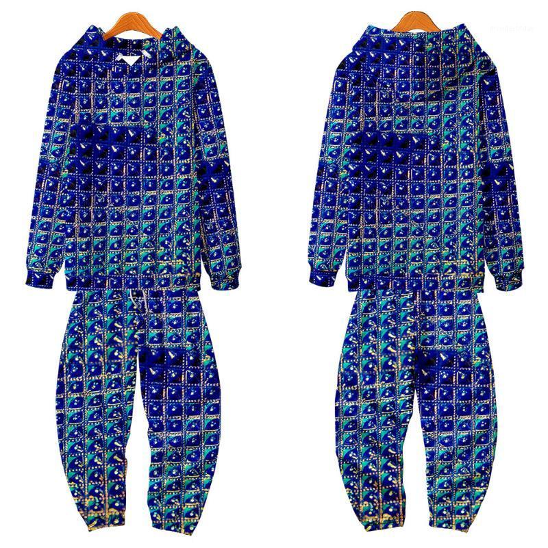 

Men's Hoodies & Sweatshirts 2022 Casual Sport Suit Blue Print Streetwear 2Pcs Set Outfits Autumn Men Tracksuit Hoodie Pants, 12