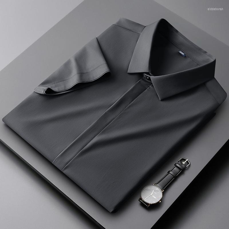 

Men's Dress Shirts Summer Men Ice Silk Short Sleeve Men's Slim Fit Iron-Free Social Male Thin Solid Business G99Men's Eldd22, Sky blue