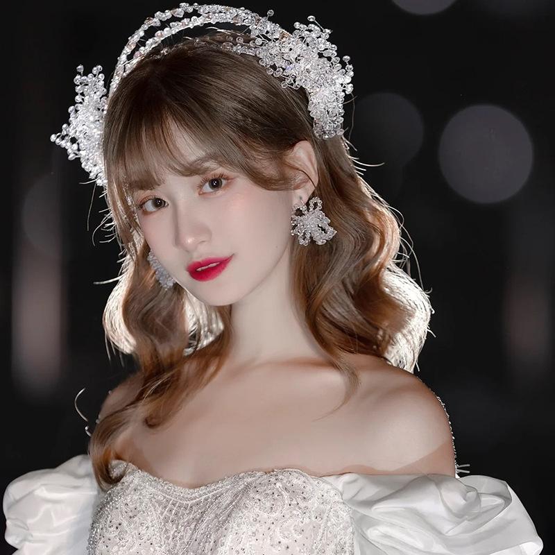

Hair Clips & Barrettes Luxury Crystal Bride Hairband Crown Accessories Heavy Tiara Head Buttons Wedding AccessoriesHair
