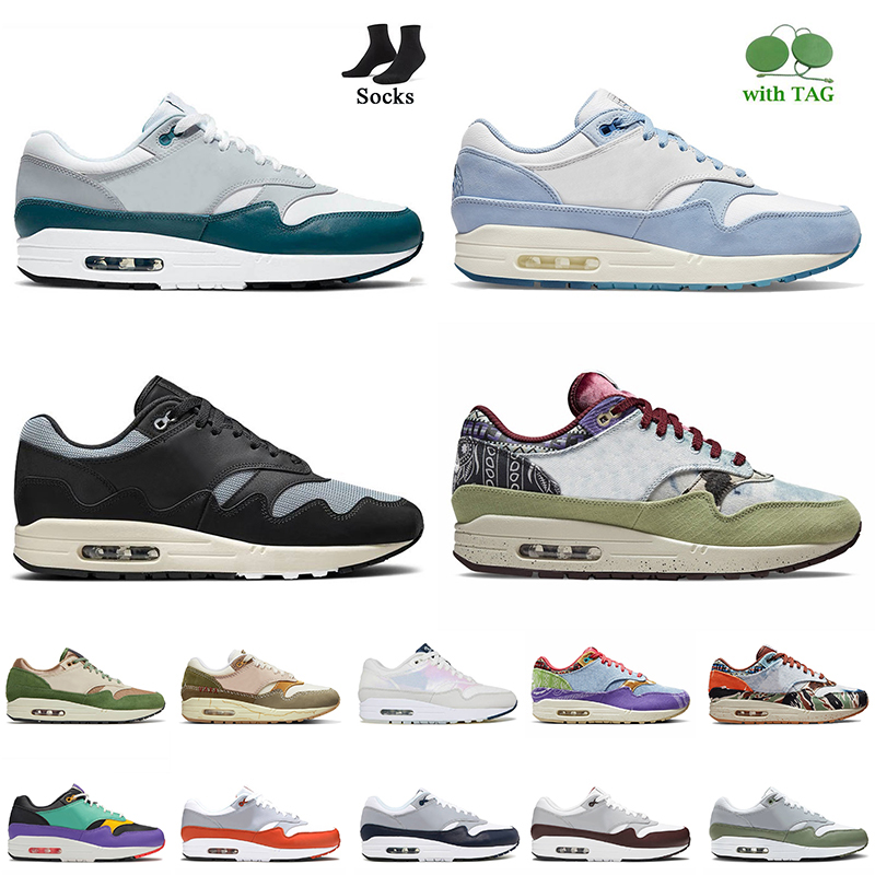 

Big Size US 13 Mens Trainers Airsmax Max 1 Running Shoes For Women Mens Amax LV8 Dark Teal Green Blueprint Premium Mystic Dates Concepts Heavy Patta 1s 87 OG Sneakers, C47 white red 36-45