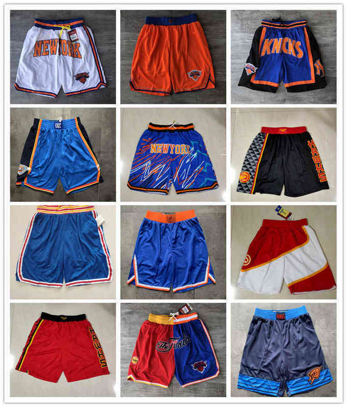 

Atlanta's Hawks's men Oklahoma's City Thunder's men New York's Knicks's men Retro Basketball shorts pocket Size S-2XL, Color