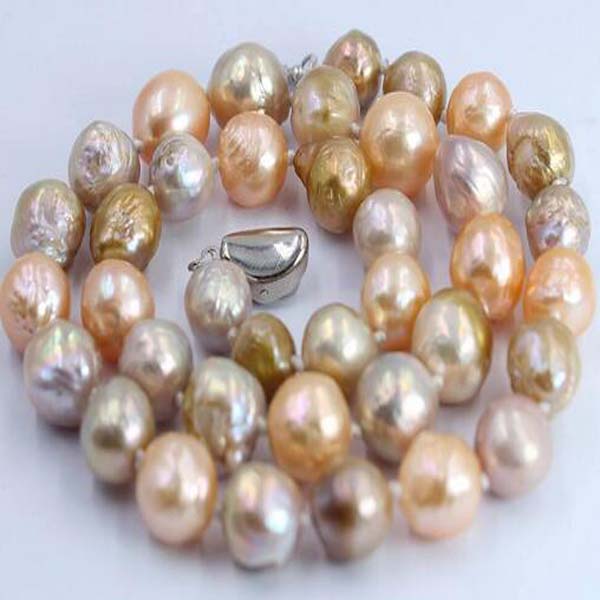 

10-12mm Colorful Genuine Natural Freshwater Reborn Round Large Necklace Pearl