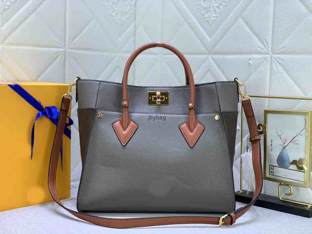 

New Fashion Women Handbags Ladies Designer Shoulder Female On My Side Bag Original M53825 Fine Grain Calfskin Contrasting Canvas High Capacity Purse Wallet
