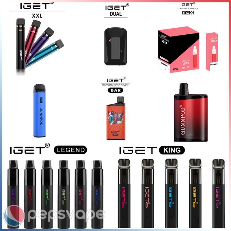 

Original Electronic Cigarettes Disposable Vape IGET KING LEGEND BAR MAX XXL Plus DUAL 4000 3500 2600 1800 Puffs 12 8 7 4.8mL1500 950mAh Pre-Filled wholesale