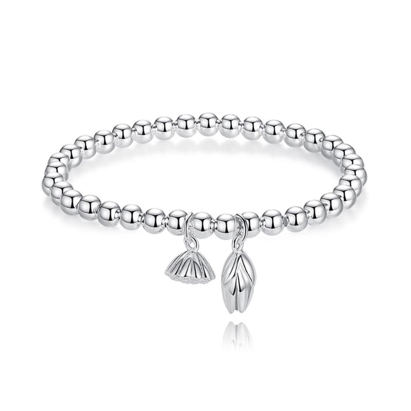 

Link Chain Fashion Sterling Silver Transfer Bead Bracelet Women's Football Two World Huan Ladies Jewelry Ins Niche DesignLink