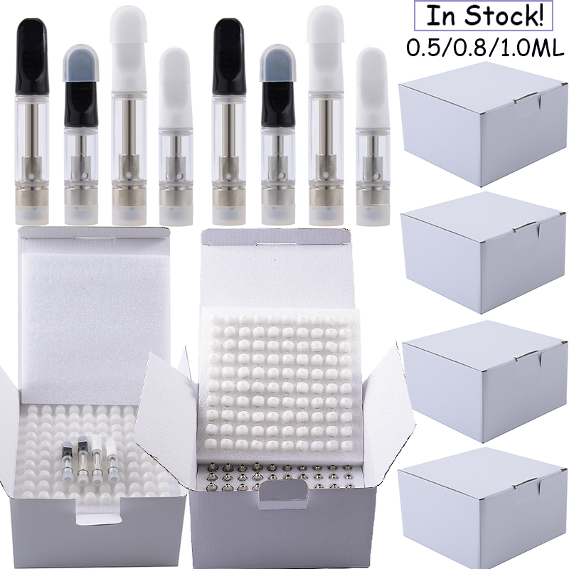 

TH205 Vape Cartridges 0.5ml 0.8ml 1ml Atomizers Empty Ceramic Coil Carts Thick Oil Glass Tanks Disposable Vapes Pen Cart 510 cartridge Foam PC Tube Pack