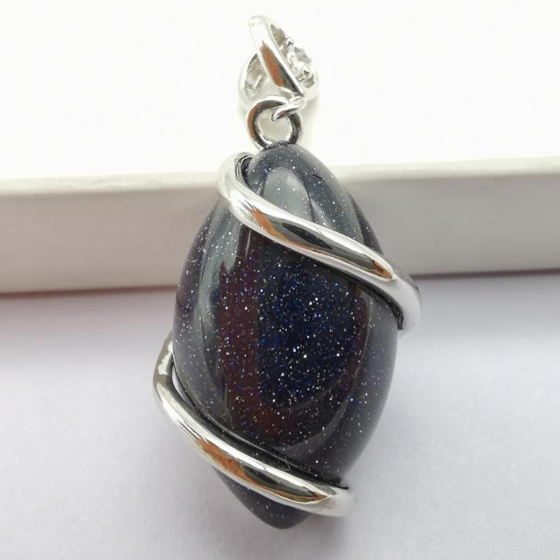 

Pendant Necklaces Blue Sandstone Stone Bead GEM Horse Eye Jewelry S517