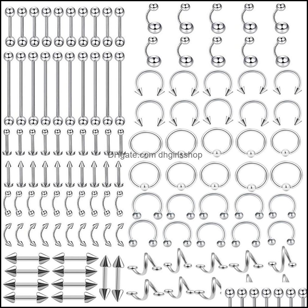 

Nose Rings Studs Body Jewelry Qiamni 120Pcs/Lot Titanium Sexy Lip Ear Cartilage Tragus Eyebrow Captive Bead Ring Piercing Drop Delivery 20