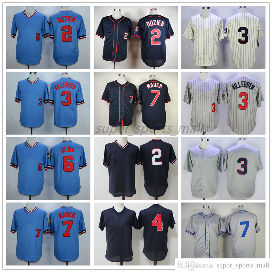 

Vintage College Baseball Wears Jersey 4 Paul Molitor 7 Joe Mauer 6 Tony Oliva 3 Harmon Killebrew 2 Brian Dozier 1969 Men Women Youth Size S--XXXL, As picture