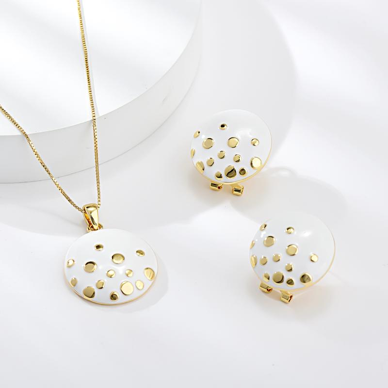

Earrings & Necklace Viennois Enamel Round And Jewelry Sets Dubai Gold For Women Fashion Wedding Accessories GiftsEarrings, As pic