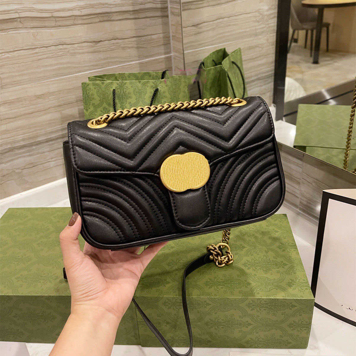 FASHION 2022 FEMMES designers de luxe sacs 446744 sacs à main en cuir véritable chaîne messager cosmétique shopping sac à bandoulière fourre-tout