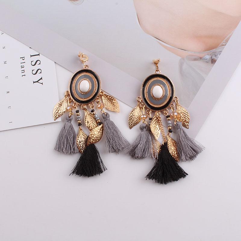 

Clip-on & Screw Back Bohemian Tassel Clip Earrings No Piercing For Women Wedding Party Acrylic Beads Statement Long Vintage Fringing Jewelry