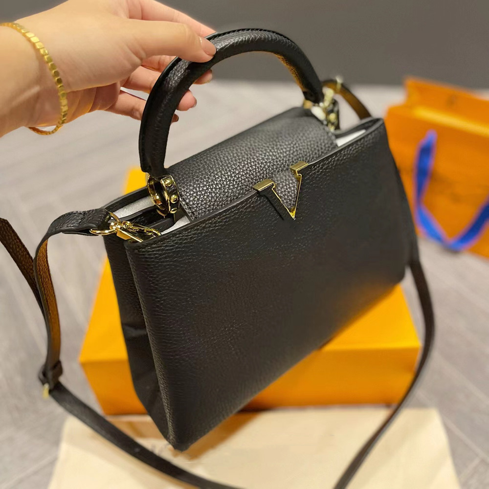 

Luxury Designer Women's purses Handbags for women Fashion Casual Crossbody Bag Shoulder Taurillon Leather High Quality Capucines, Black