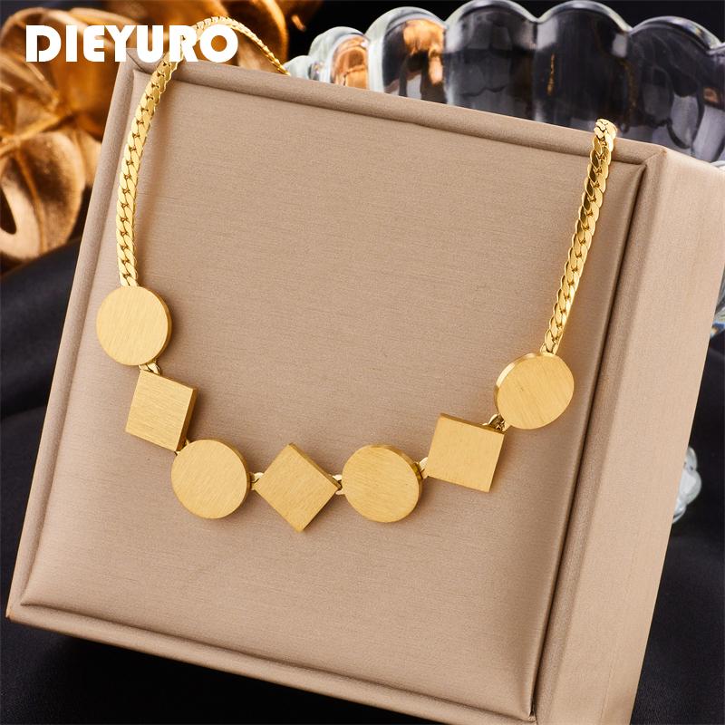

Pendant Necklaces 316L Stainless Steel Gold Color Geometric Necklace For Women Trend Girls Chain Neck Jewelry Party GiftsPendant