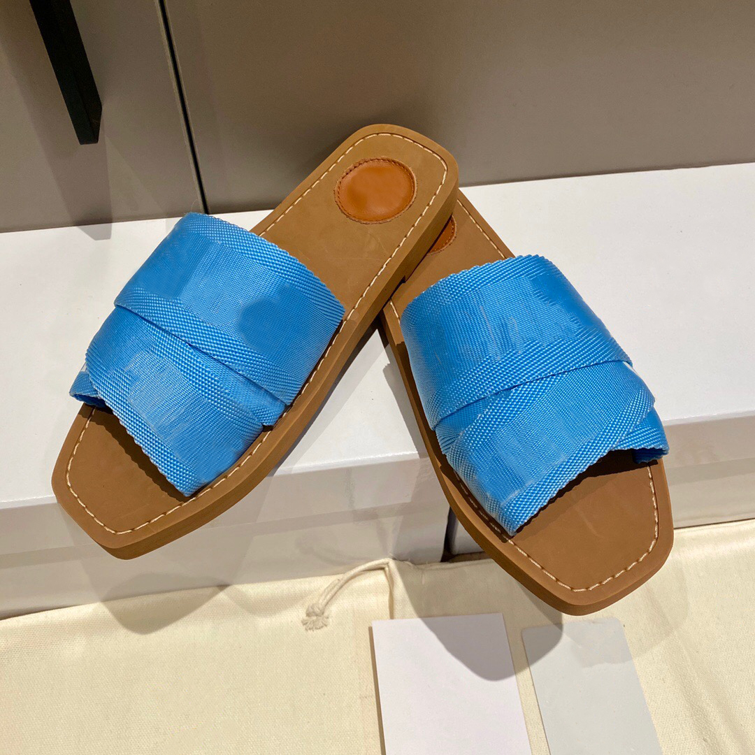 

new fashion woody mules flat sandals slides designer canvas slippers white black sail womens fashion outdoor beach slipper shoes, ##