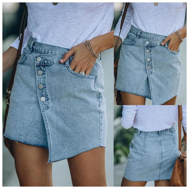 

Skirts Casual Streetwear Women Denim Skirt 2022 Summer Fashion Irregular Pencil Plus Size, Blue