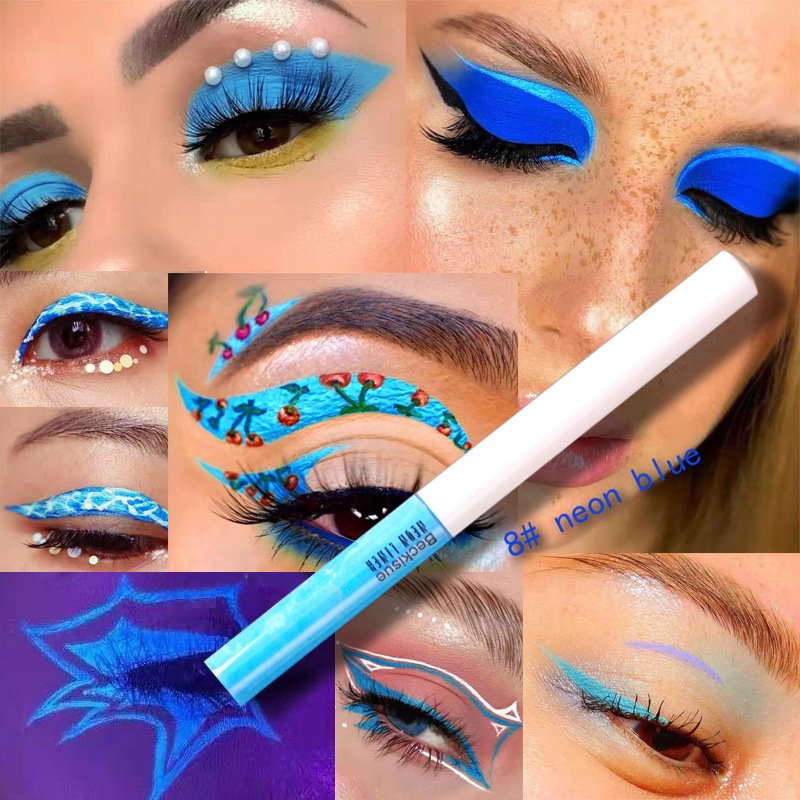 

8Colors/set Neon Eyeliner Pen UV Liner Pastels Light Glow Blue Eye Makeup Waterproof Liquid Eyeliners Pencil Painting Cosmetics