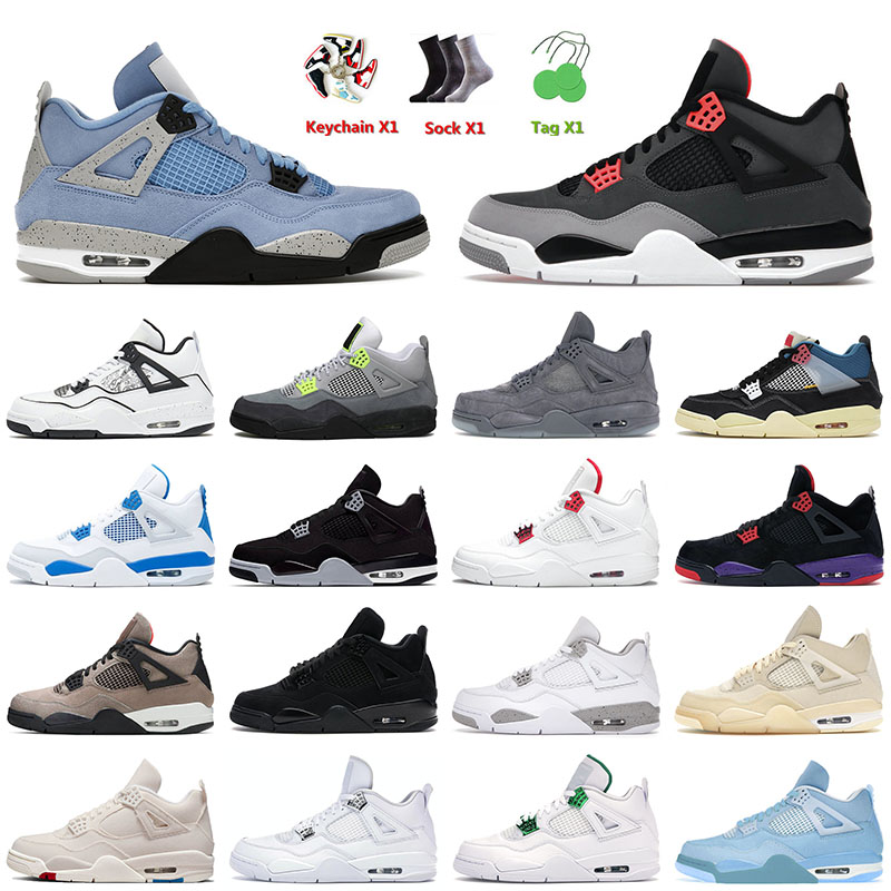

University Blue 4 4s IV Top Quality 2022 Basketball Shoes Infrared Kaws Grey Lightning Pure Money Cool Grey White Cement Jorden Retro Sneakers Trainers Size 13, C51 military blue 40-47