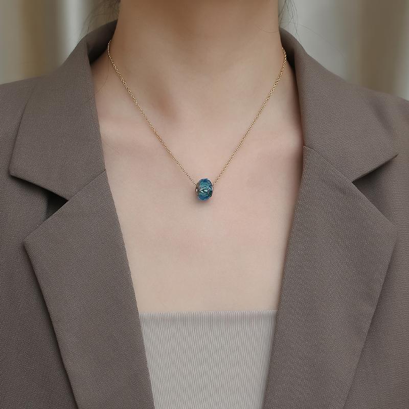 

Pendant Necklaces Elegant Graceful Ring Crystal For Women One Piece Titanium Steel Couple's Neck Chain Jewelry Sets Accessories GiftPend