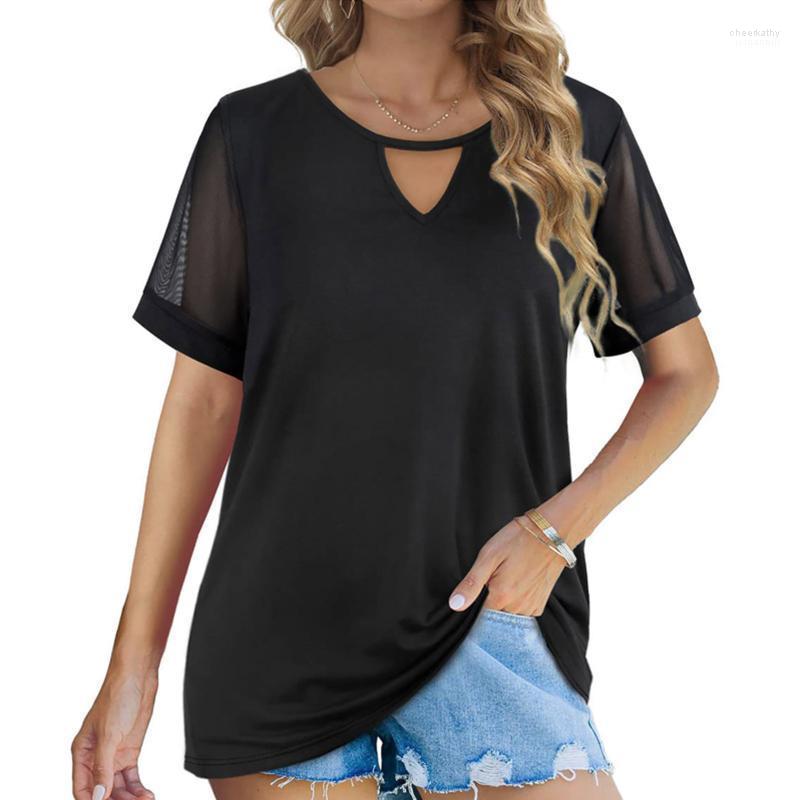 

Women's Blouses & Shirts Sexy Mesh Blouse Women 2022 Black Sheer Sleeve Tops Woman Summer Casual Streetwear Solid Color Blusas Chee22, White