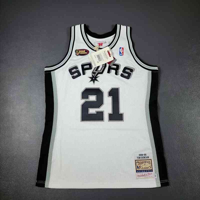 

Tim Duncan Mitchell Ness 98 99 Finals Jersey Men's Basketball Jerseys Tall fat Man Big, With pictures