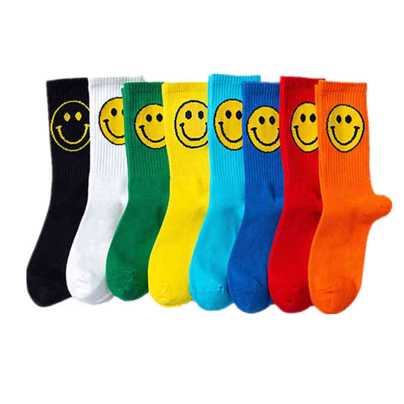 

Fashion Big Smile Face Plus Size Women Socks Cotton Creative Personality Pure Color Funny for Ladies Meias 091402, 01