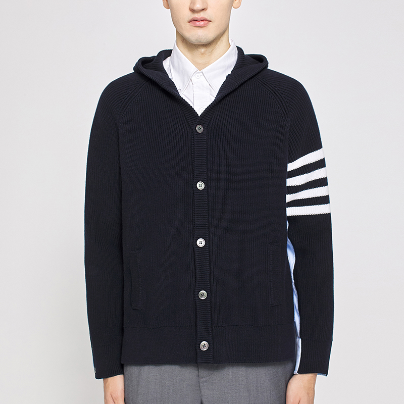 

TB Men's Sweaters Classic Cotton Patchword 4-Bar Stripes V-neck Cardigan Hoodie 2022 Spring New Arrival Korean Design Coats, Packing bag