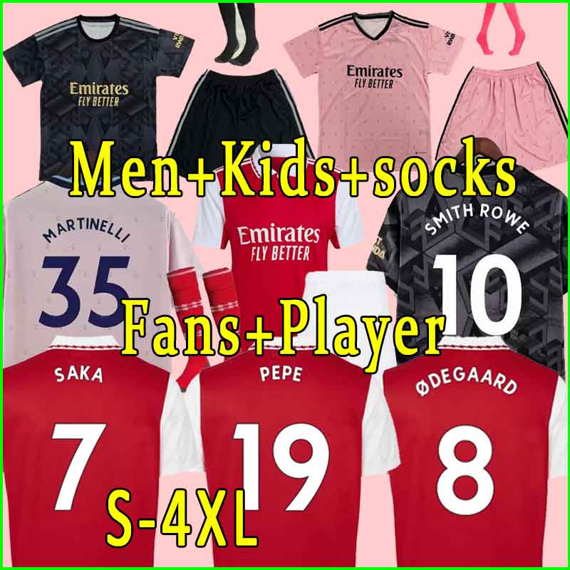 

G.JESUS 22 23 SMITH ROWE PEPE SAKA soccer jerseys Fans Player version ODEGAARD THOMAS MARTINELLI TIERNEY 2021 2022 2023 football shirt Men Kids kit sets Gunners, Away