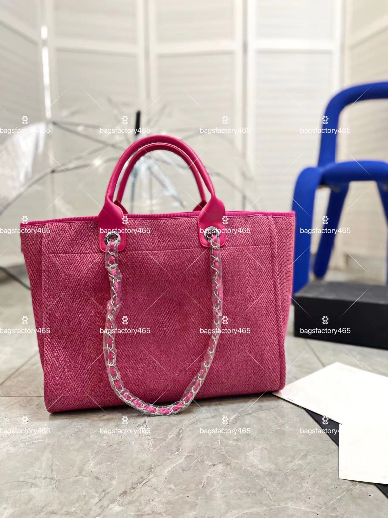 

A+ Womens Designer Hand bag Beach Bag Quality Fashion Knitting Purse Shoulder Large Tote With Chain Canvas Shopping Bags International Brand Luxury Totes leisure, 37*30cm