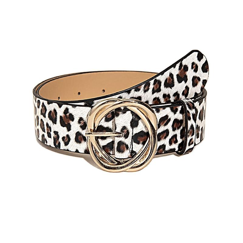 

Belts Ladies High Quality Women Elegant Luxury Leopard Print Circle Buckles Business Casual Versatile Original Designers, Black