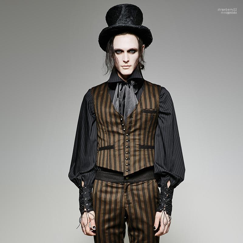 

Men' Vests PUNKRAVE Steampunk Waistcoats Punk Simple Classic Style Formal Prom Party Suit Vest1 Stra22, Brown