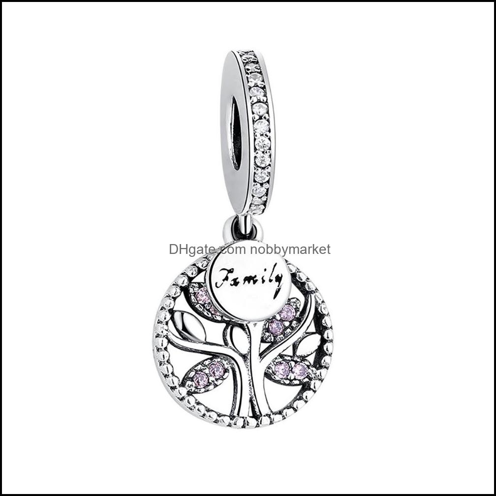 

Bracelet Charms Family Tree Cubic Zircon Bead Fit Pan Dora Bangle Diy Necklace Pendant For Jewelry Making Accessories Findings Component Dro