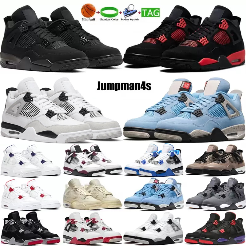 

mens 4s Sneaker Basketball Shoes 4 Red Thunder University Blue Military Black Black Cat Sail Cement men women outdoor trainers sneakers, 19 40-47