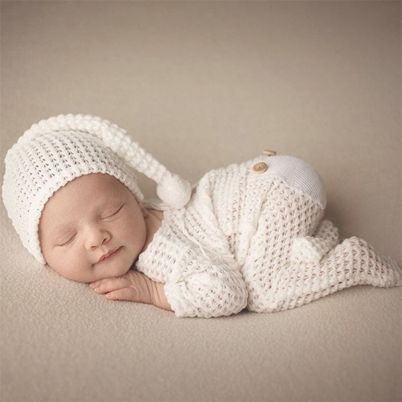 

born Pography Clothing Knit Crochet Hat+Jumpsuit 2Pcs/set Baby Po Props Accessories Studio Infant Shoot Clothes 220423