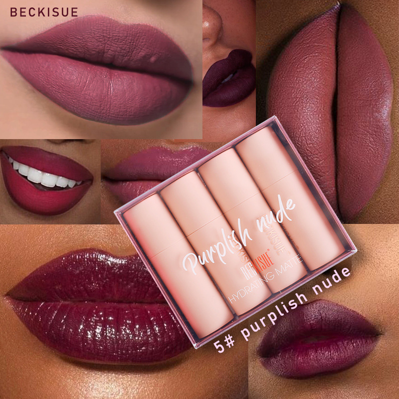 

4 colors/set Velvet Matte Nude Lipsticks Set Waterproof Long Lasting non-Stick Cup Lip Combo Korean Makeup Tint Pen Daily Makeup Tools Maquillaje, #5